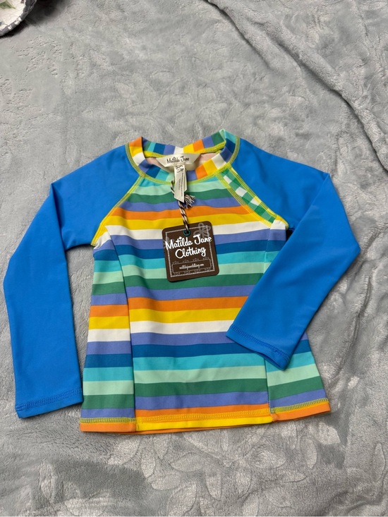 Matilda Jane Other - NWT Matilda Jane Kids' Long Sleeve Stripe Rash Guard - Blue Multi